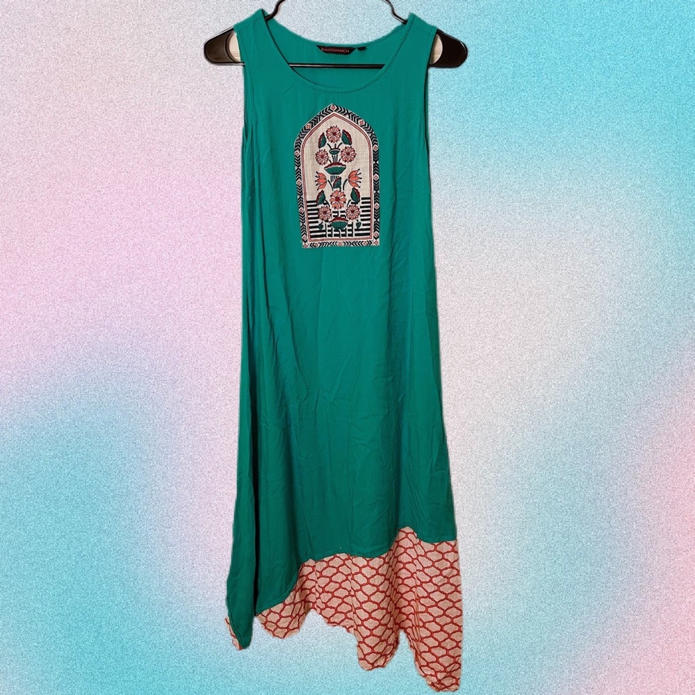 Blue green dress from India